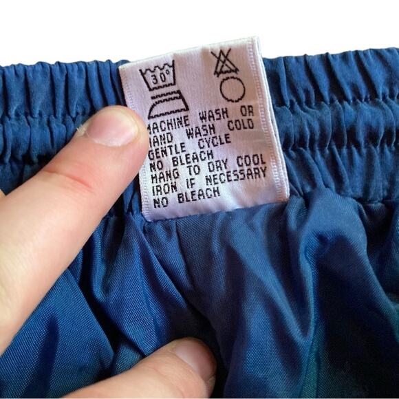 Womens Vintage 90s Beautex 100% Silk Blue Track Windbreaker Pants Size Medium - Picture 7 of 16